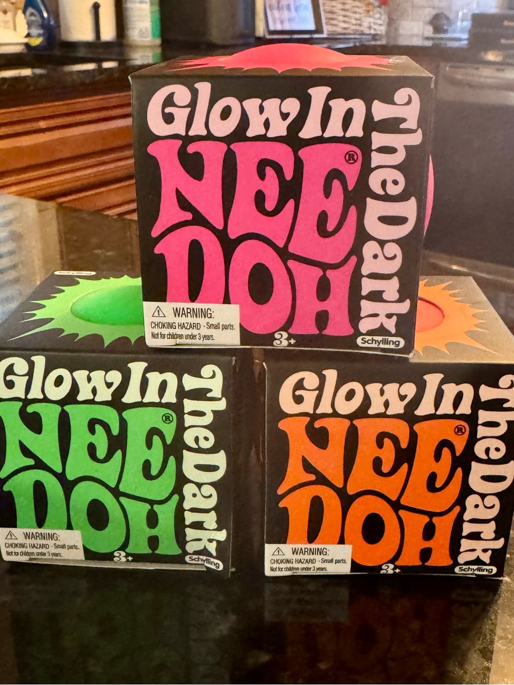 Glow in the Dark NeeDoh Kids Stress Toy - Pink, Green, Orange